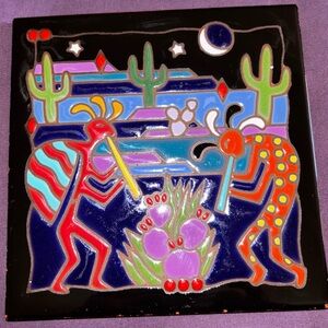 A vibrant beautiful Kokopelli Tile/Trivet